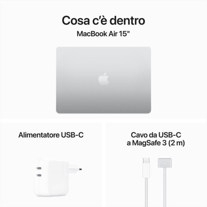 Apple MacBook Air 15" 2024 M3 8C/10G 24GB Ram 512GB Argento MC9J4T/A