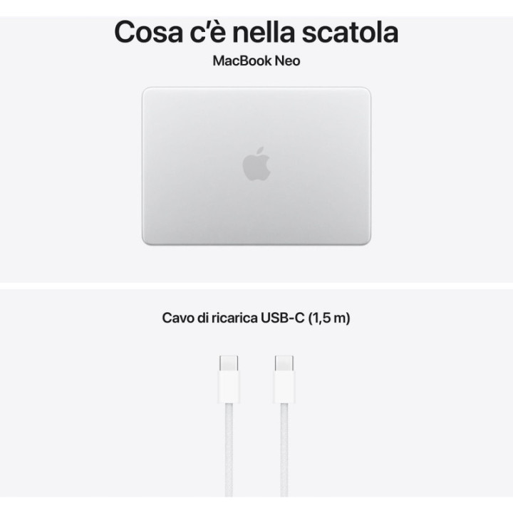 Apple MacBook Neo 2026 13" A18 Pro 8GB Ram 512GB Argento MHFC4T/A